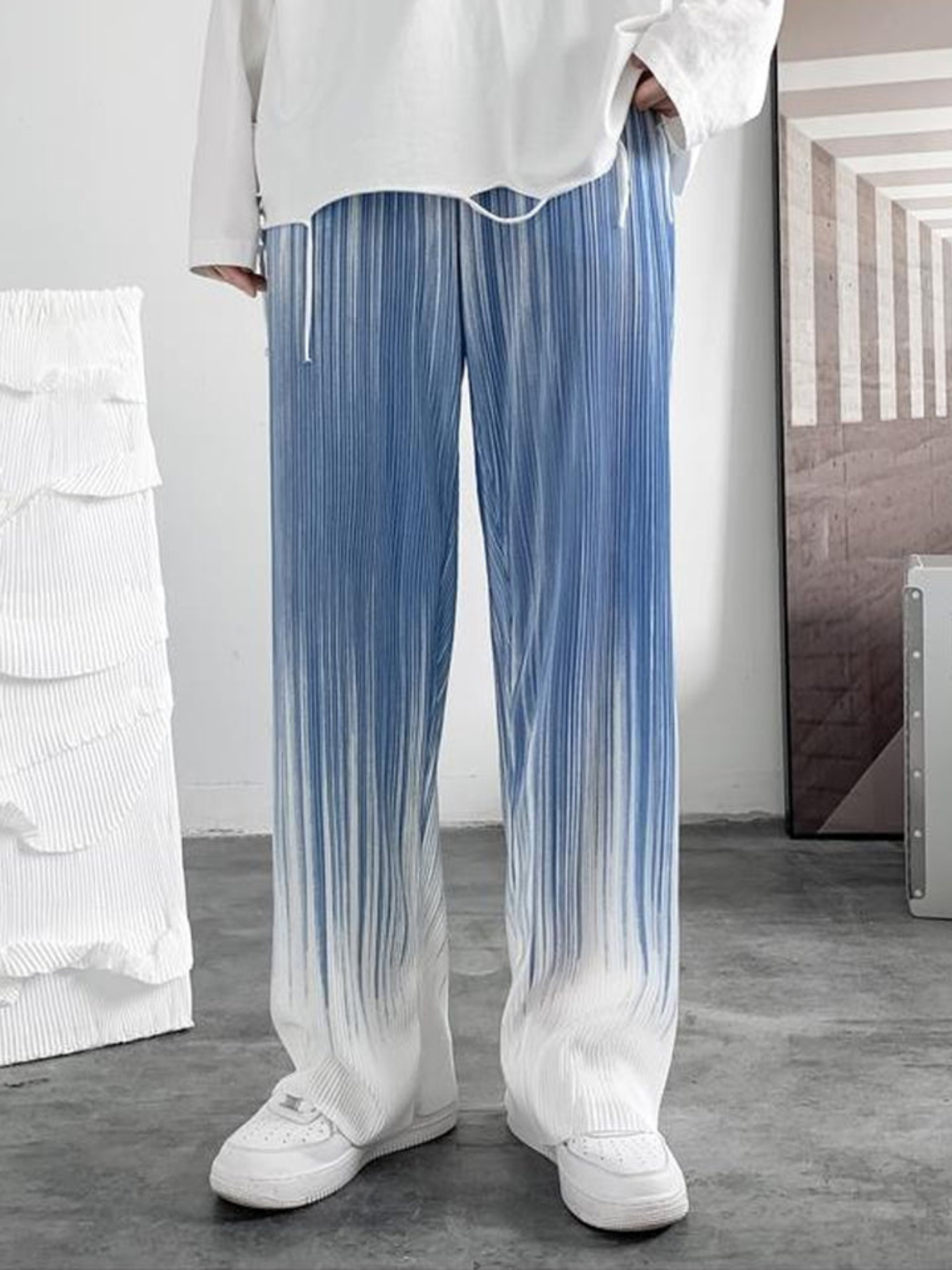 Loose Tie Dye Pleated Men Pants