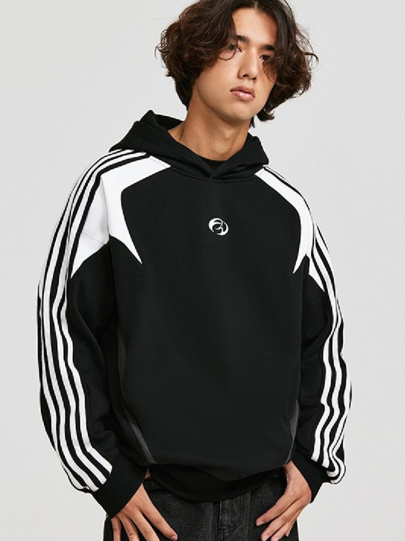 White Streak Striped Hoodie