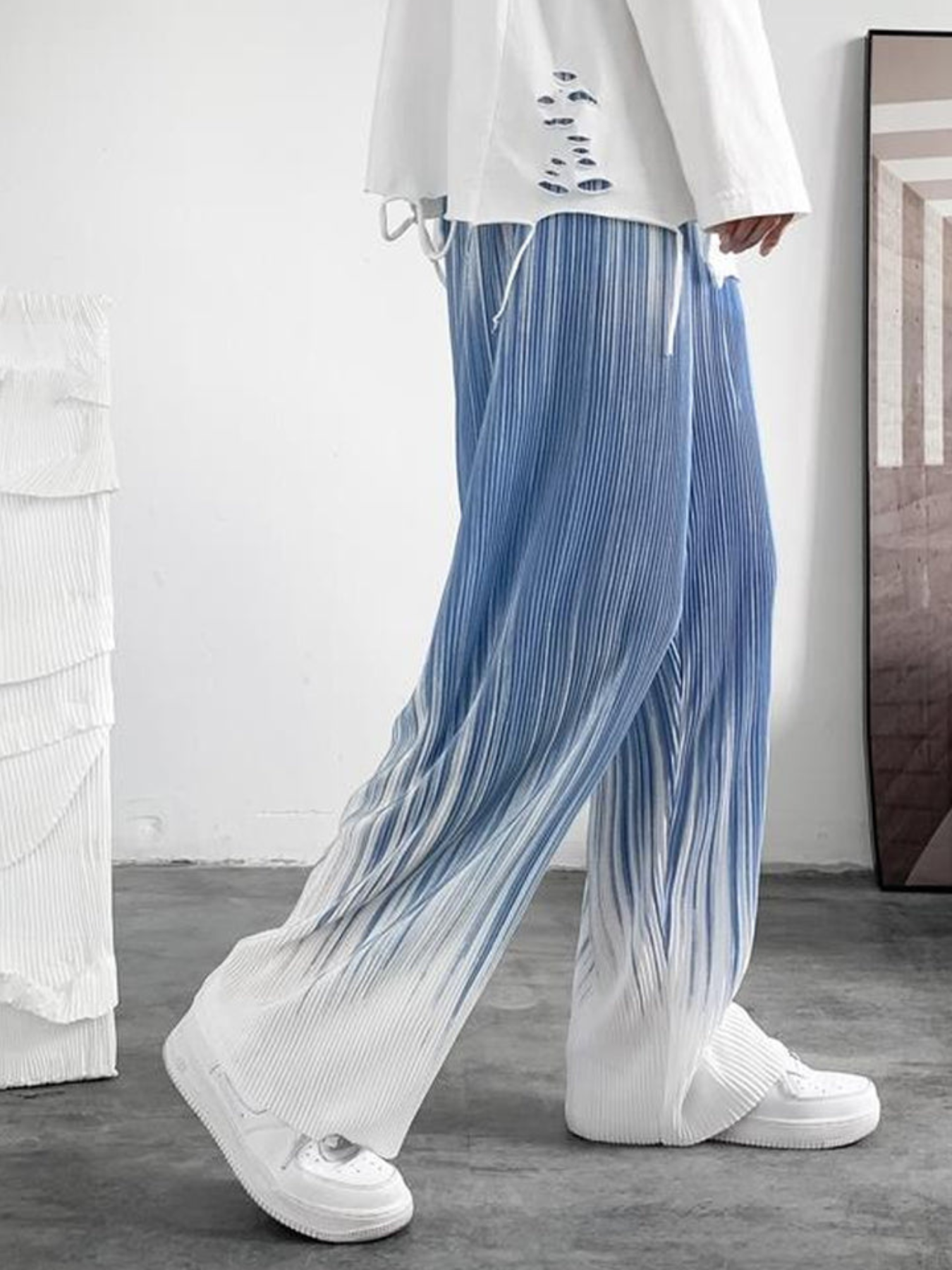 Loose Tie Dye Pleated Men Pants