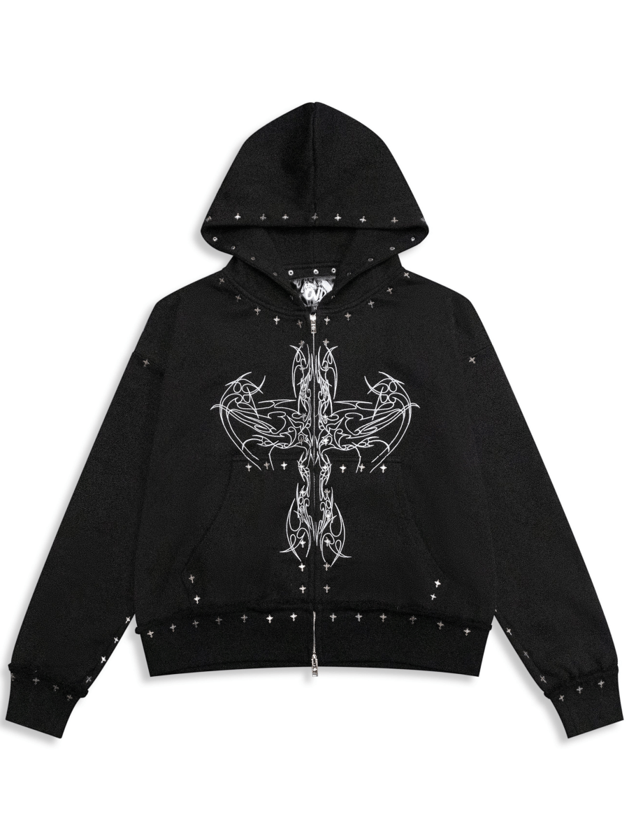 Iron Faith Zip Up Hoodie - Sleek Thread
