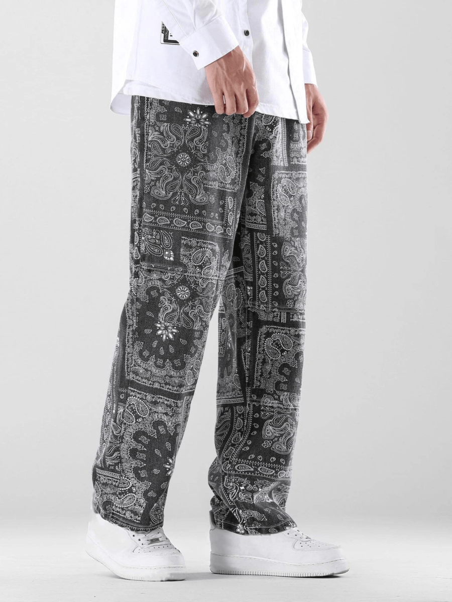 Men Paisley Print Jeans - Sleek Thread