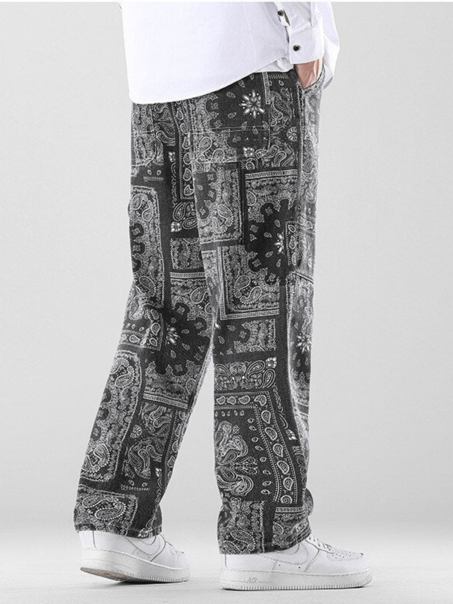 Men Paisley Print Jeans - Sleek Thread
