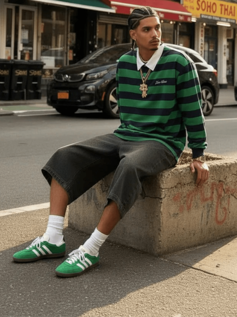 Noir Verde Rugby Polo - Sleek Thread
