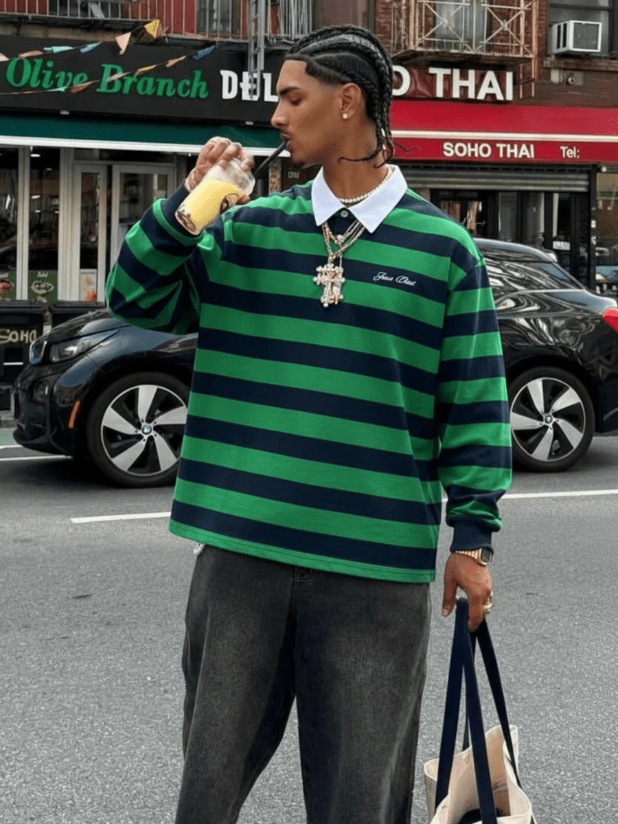 Noir Verde Rugby Polo - Sleek Thread