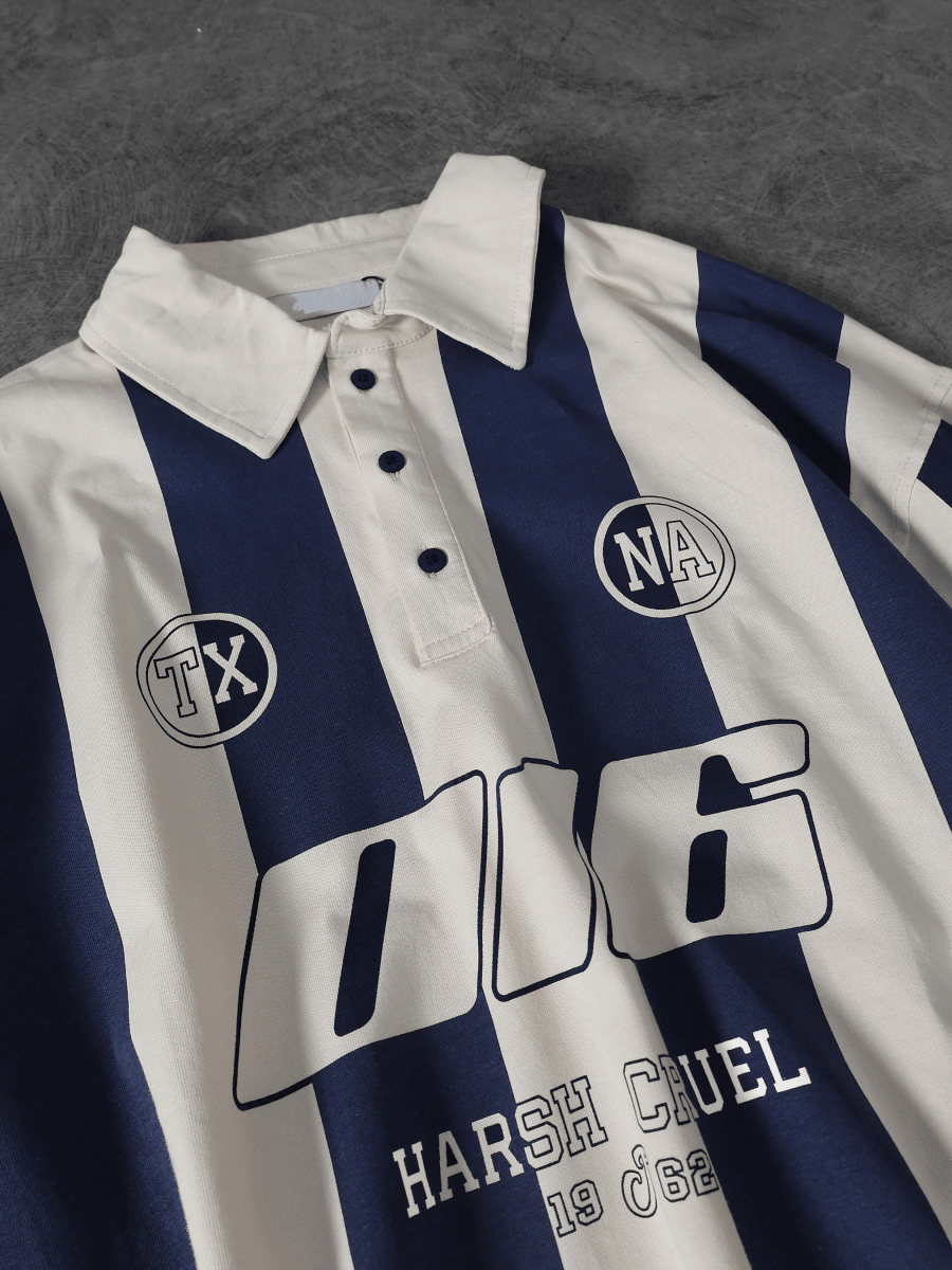 Striped Polo Jersey - Navy Blue - Sleek Thread