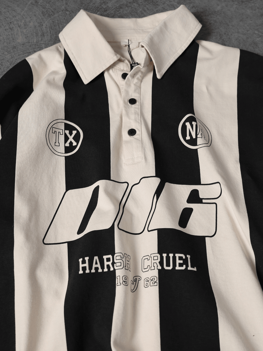 Striped Polo Jersey - Noir - Sleek Thread