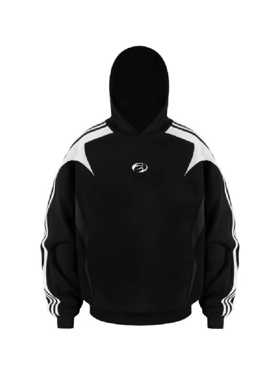 White Streak Striped Hoodie - Sleek Thread
